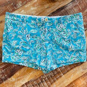 Lilly Pulitzer Knit Callahan Shorts Turquoise Oasis Outta Line Size 16